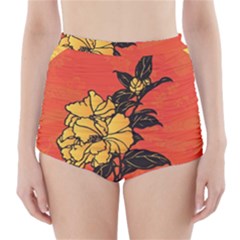 Vector Asian Flowers High-waisted Bikini Bottoms by BangZart