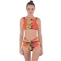 Vector Asian Flowers Bandaged Up Bikini Set 