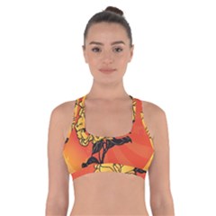 Vector Asian Flowers Cross Back Sports Bra