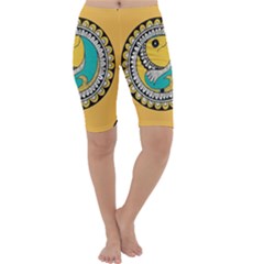 Madhubani Fish Indian Ethnic Pattern Cropped Leggings 