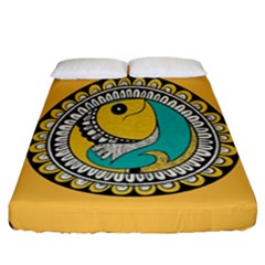 Madhubani Fish Indian Ethnic Pattern Fitted Sheet (california King Size)