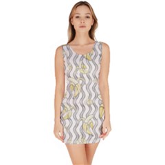 Light Gray Chevron Banana Pattern Bodycon Dress by PattyVilleDesigns