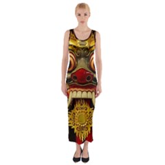 Bali Mask Fitted Maxi Dress by BangZart