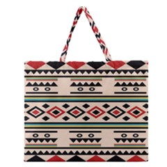 Tribal Pattern Zipper Large Tote Bag by BangZart