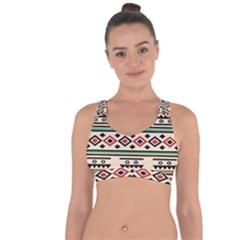 Tribal Pattern Cross String Back Sports Bra