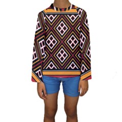 Toraja Pattern Pa re po  Sanguba ( Dancing Alone ) Kids  Long Sleeve Swimwear by BangZart