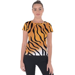 Tiger Skin Pattern Short Sleeve Sports Top  by BangZart