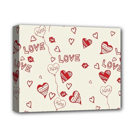 Pattern Hearts Kiss Love Lips Art Vector Deluxe Canvas 14  X 11  by BangZart