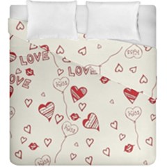 Pattern Hearts Kiss Love Lips Art Vector Duvet Cover Double Side (king Size) by BangZart