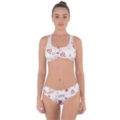 Pattern Hearts Kiss Love Lips Art Vector Criss Cross Bikini Set