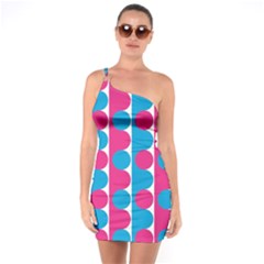 Pink And Bluedots Pattern One Soulder Bodycon Dress by BangZart