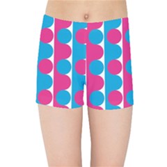 Pink And Bluedots Pattern Kids Sports Shorts by BangZart