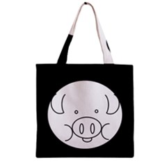 Pig Logo Zipper Grocery Tote Bag