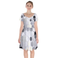 Honeycomb Pattern Short Sleeve Bardot Dress by BangZart