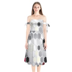 Honeycomb Pattern Shoulder Tie Bardot Midi Dress by BangZart