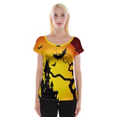 Halloween Night Terrors Cap Sleeve Tops by BangZart