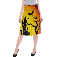 Halloween Night Terrors Midi Beach Skirt by BangZart