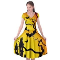 Halloween Night Terrors Cap Sleeve Wrap Front Dress