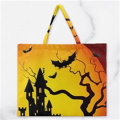 Halloween Night Terrors Zipper Large Tote Bag by BangZart