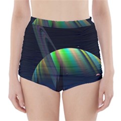 Planets In Space Stars High-waisted Bikini Bottoms by BangZart