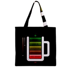 Black Energy Battery Life Zipper Grocery Tote Bag by BangZart