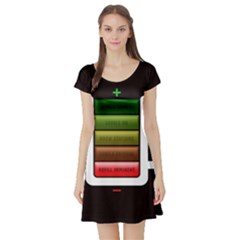 Black Energy Battery Life Short Sleeve Skater Dress by BangZart