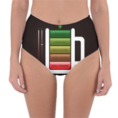 Black Energy Battery Life Reversible High-waist Bikini Bottoms by BangZart