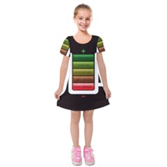 Black Energy Battery Life Kids  Short Sleeve Velvet Dress by BangZart