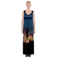 Art Sunset Anime Afternoon Maxi Thigh Split Dress