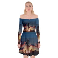 Art Sunset Anime Afternoon Off Shoulder Skater Dress by BangZart