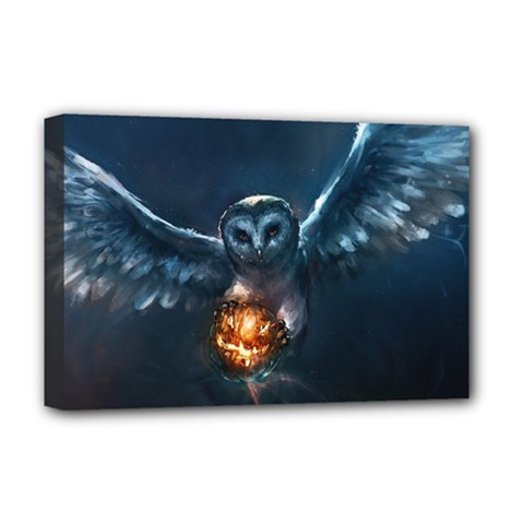 Owl And Fire Ball Deluxe Canvas 18  X 12   by BangZart