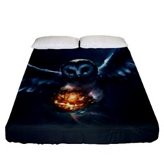 Owl And Fire Ball Fitted Sheet (queen Size) by BangZart