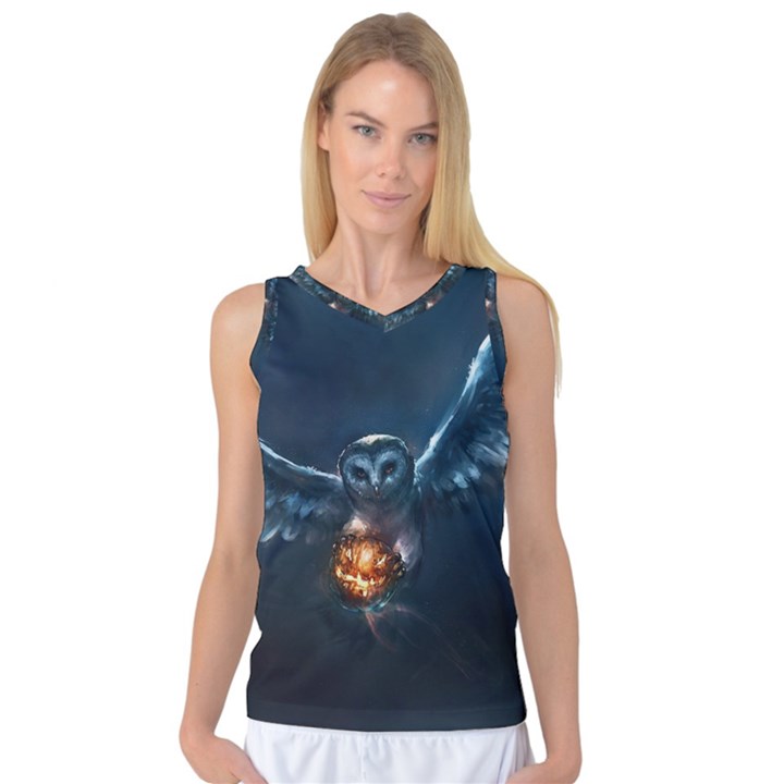 Owl And Fire Ball Women s Basketball Tank Top