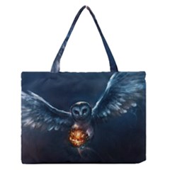 Owl And Fire Ball Medium Zipper Tote Bag by BangZart