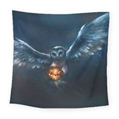 Owl And Fire Ball Square Tapestry (large) by BangZart