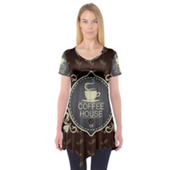 Coffee House Short Sleeve Tunic  by BangZart