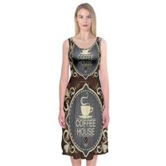 Coffee House Midi Sleeveless Dress by BangZart