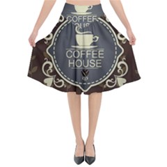 Coffee House Flared Midi Skirt by BangZart