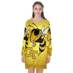 Georgia Institute Of Technology Ga Tech Long Sleeve Chiffon Shift Dress  by BangZart