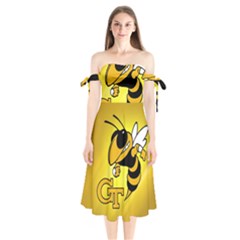 Georgia Institute Of Technology Ga Tech Shoulder Tie Bardot Midi Dress