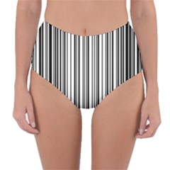 Barcode Pattern Reversible High-Waist Bikini Bottoms