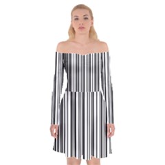 Barcode Pattern Off Shoulder Skater Dress