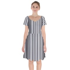 Barcode Pattern Short Sleeve Bardot Dress