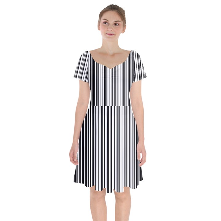 Barcode Pattern Short Sleeve Bardot Dress