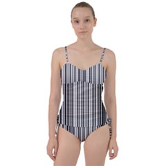 Barcode Pattern Sweetheart Tankini Set