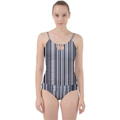 Barcode Pattern Cut Out Top Tankini Set