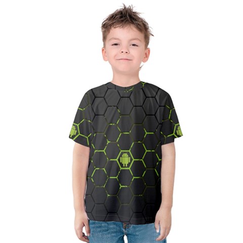 Green Android Honeycomb Gree Kids  Cotton Tee by BangZart