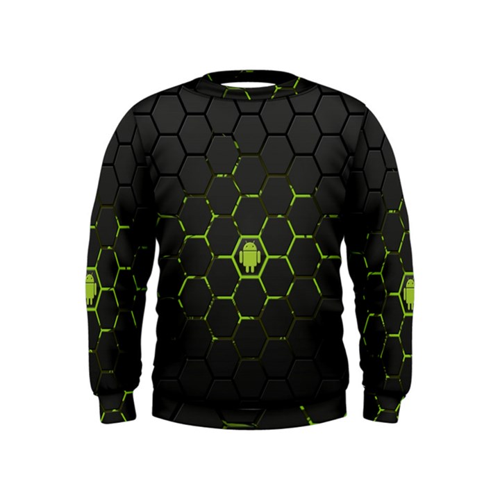 Green Android Honeycomb Gree Kids  Sweatshirt