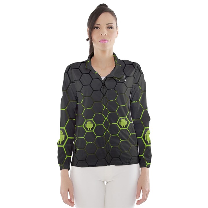 Green Android Honeycomb Gree Wind Breaker (Women)