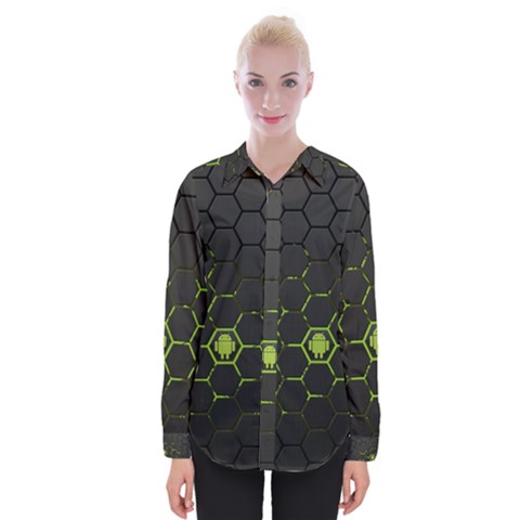 Green Android Honeycomb Gree Womens Long Sleeve Shirt by BangZart